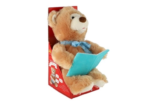 Medvěd vyprávějící pohádky slovensky mluvící plyš 28cm na baterie v krabici 14x31x18cm 18m+