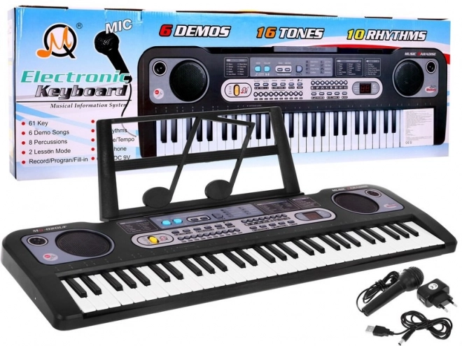 Dětský klávesový syntezátor s mikrofonem a USB