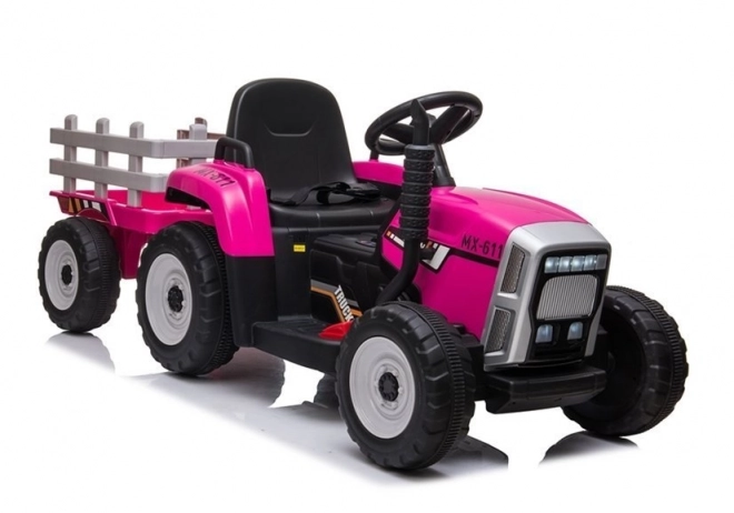 Bateriový traktor s přívěsem XMX611 růžový