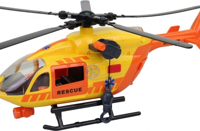 Záchranná helikoptéra se světlem a zvukem, funkční naviják a rotor