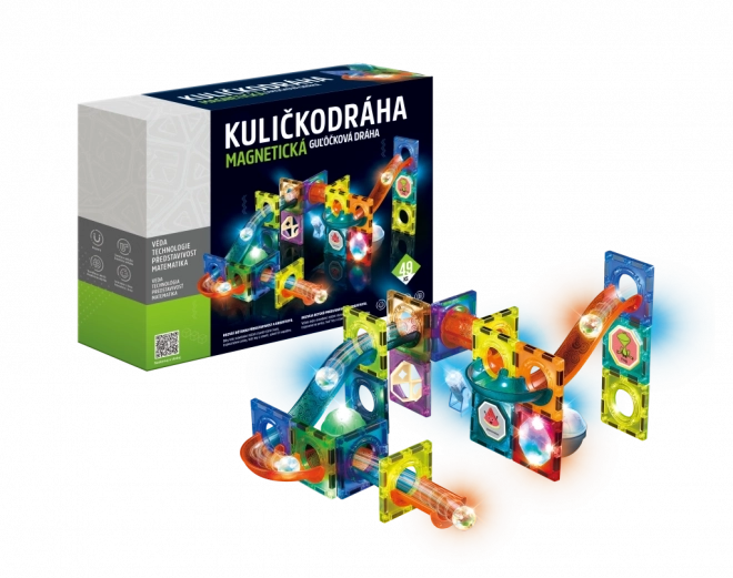 Magnetická kuličková dráha se světlem – 49 dílků