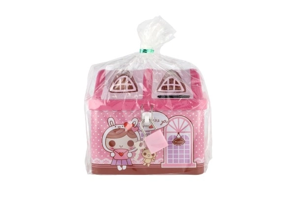 Pokladnička domeček plechová se zámkem 12x11cm