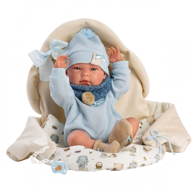 Llorens 73885 NEW BORN CHLAPEČEK - realistická panenka miminko s celovinylovým tělem - 40 cm