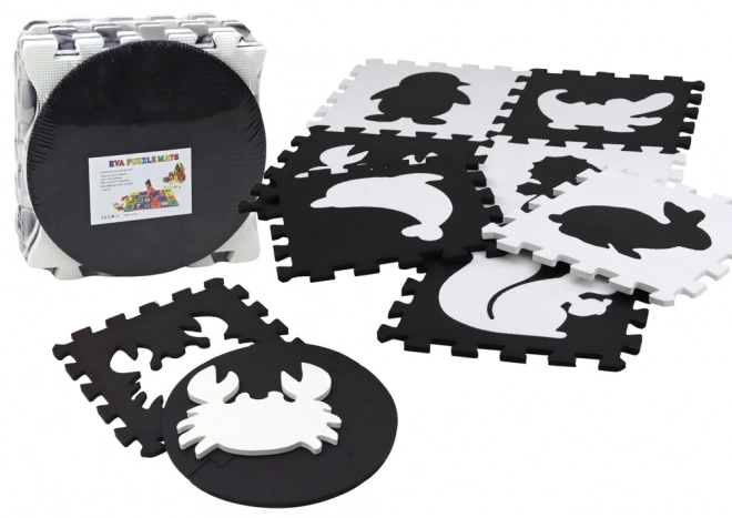 Měkká podložka na puzzle Kontrastní výuková pěna EVA Černá a bílá 19 dílků.