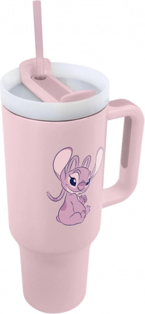 Cestovní hrnek Lilo a Stitch s růžovým brčkem