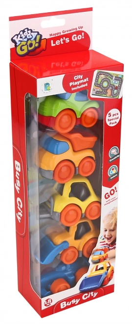 Kiddy Go! sada autíček 5 ks s podložkou město
