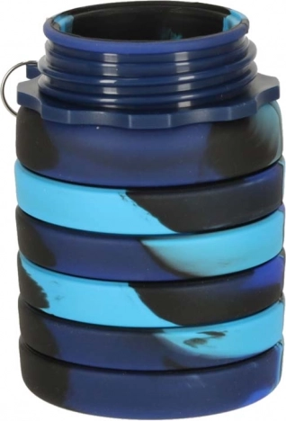 Skládací silikonová láhev na vodu s držadlem 500ml modrá
