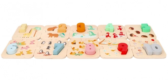 Dřevěné puzzle se zvířátky - učení počítání