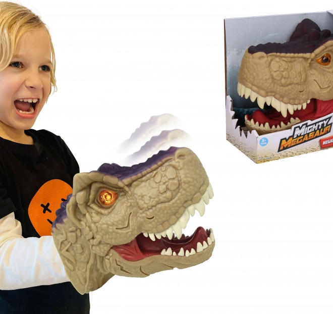 Dinosauří hlava s efekty na ruku 20 cm