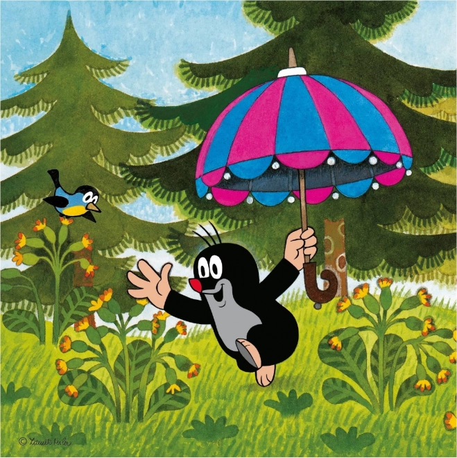 Dino Krteček a paraplíčko puzzle 3x55 dílků
