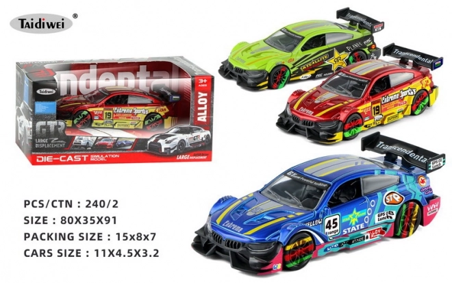 Závodní auto kovové 11 cm