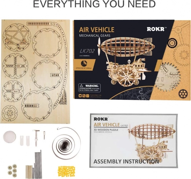 Dřevěné mechanické puzzle steampunk vzducholoď