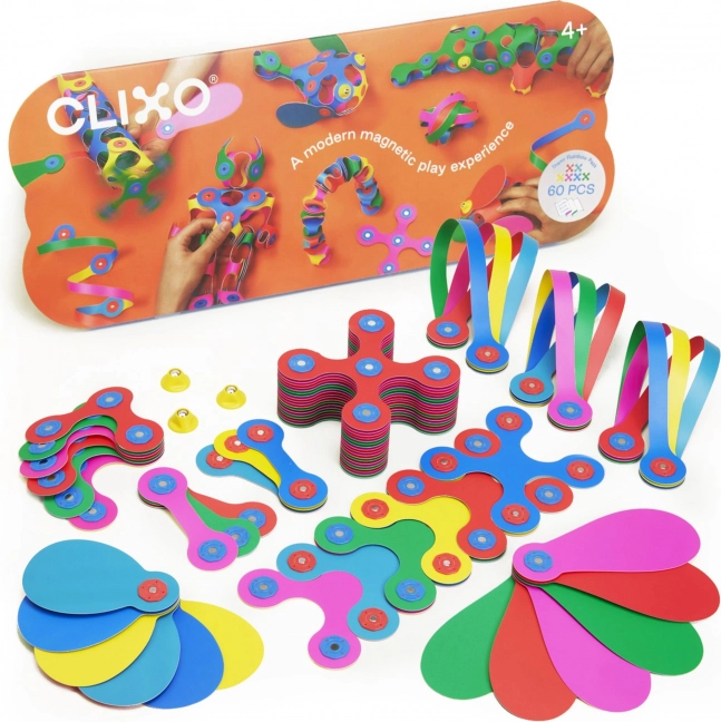 Magnetické kostky Clixo Super Rainbow, 60 kusů