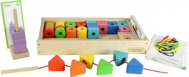 Velká dřevěná navlékačka šněrovanka Montessori od Masterkidz