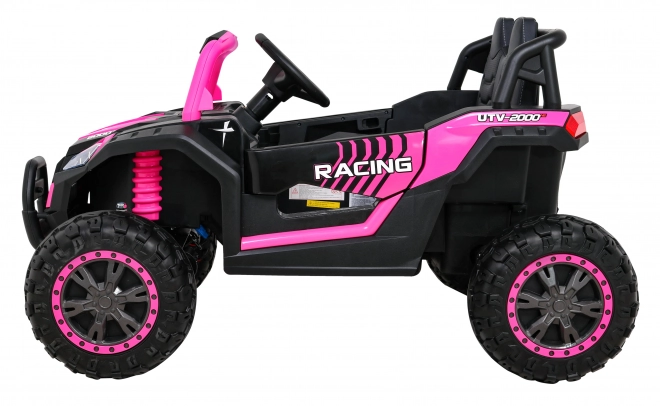 Buggy UTV 2000M mașină de curse cu baterie + sunete MP3 lumini + telecomandă + pornire lentă – Růžové