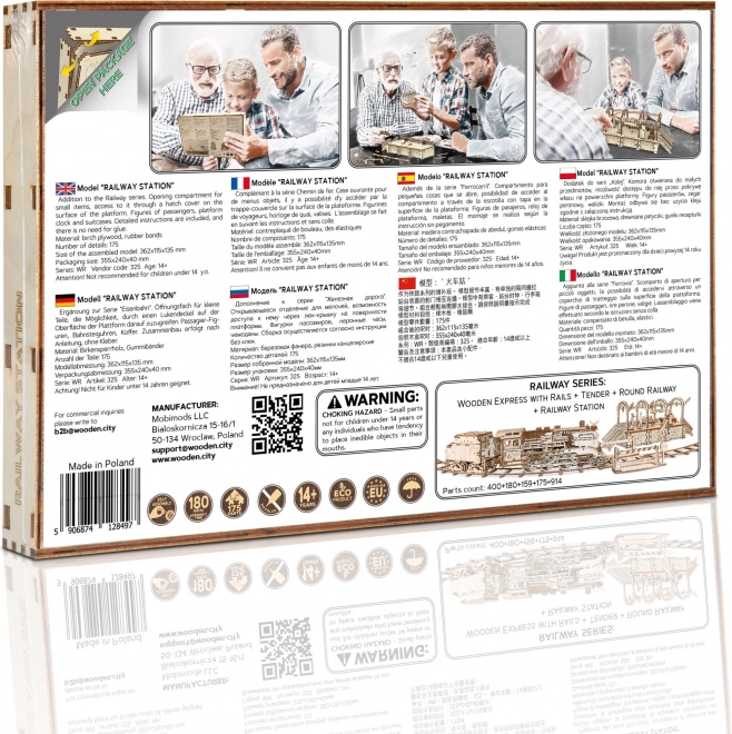 WOODEN CITY 3D puzzle Železniční stanice 175 dílů