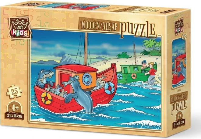 Dřevěné puzzle šťastní tuleni