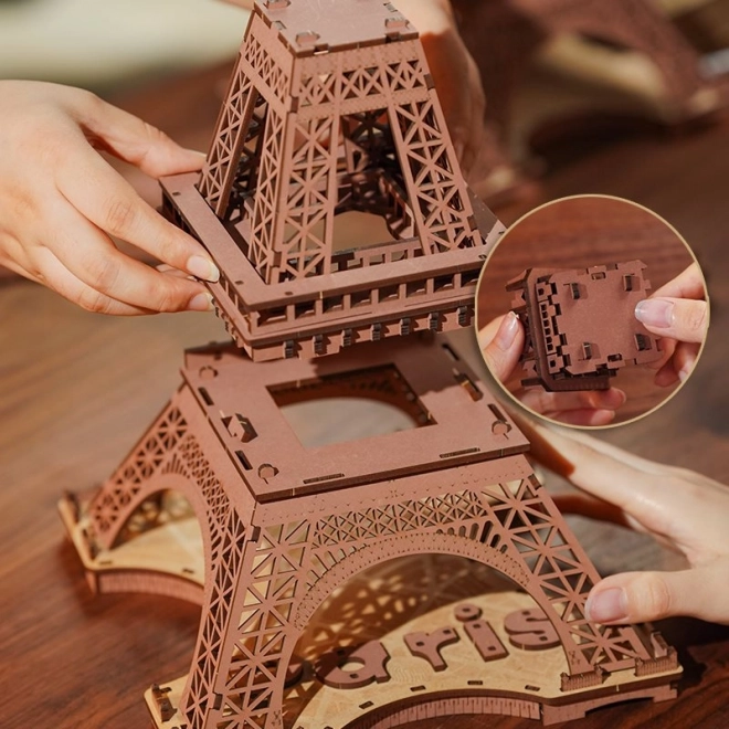 RoboTime 3D Dřevěné puzzle Rolife Noc Eiffelovy věže svítící