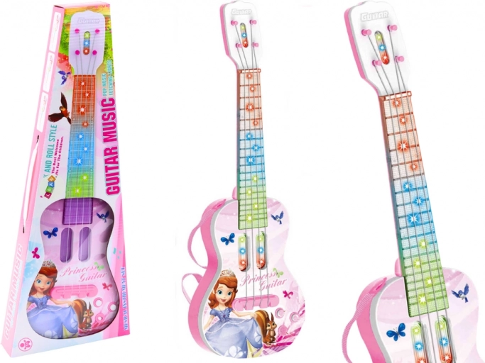 Dětská elektrická kytara s princeznou, světla a melodie, růžová