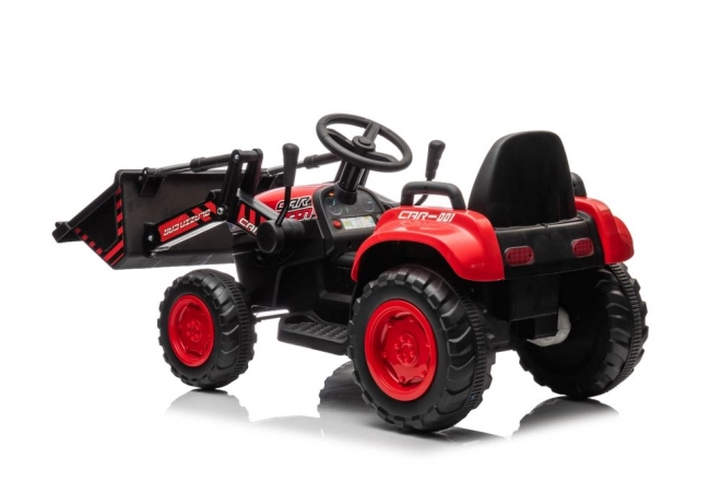 Dětský červený traktor s nabíjecím akumulátorem a lžící