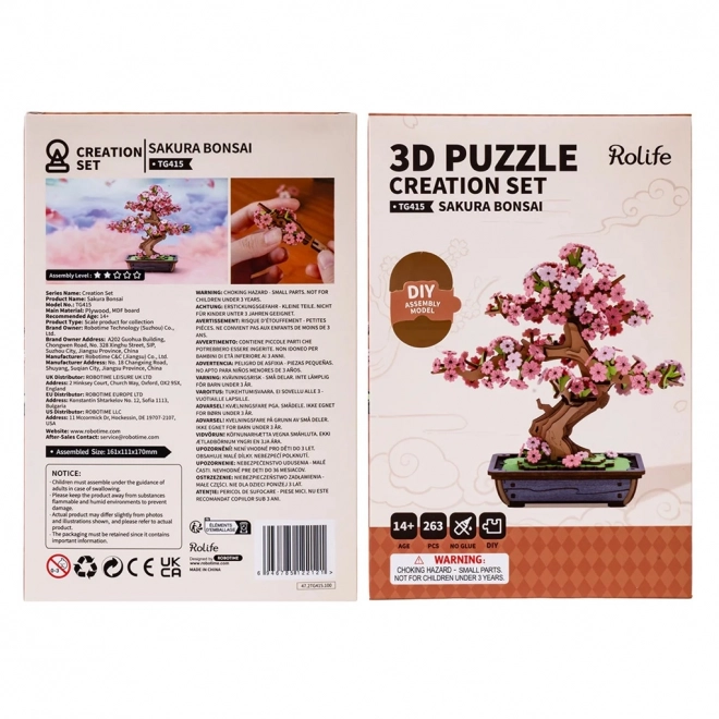 3D dřevěná skládačka Bonsai Sakura