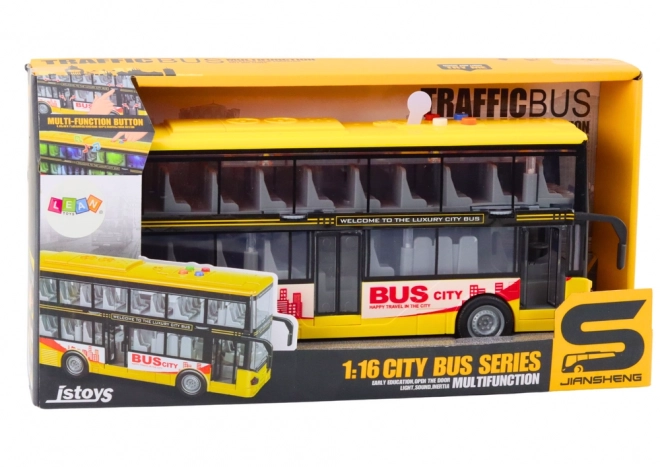 Dvoupatrový autobus 1:16 Světla Zvuky Drive Yellow