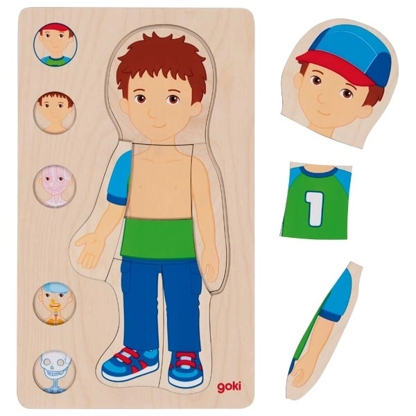 GOKI Vícevrstvé puzzle Lidské tělo Chlapec