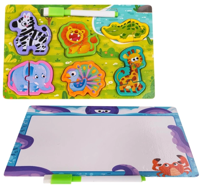Dřevěná deska + puzzle – Safari