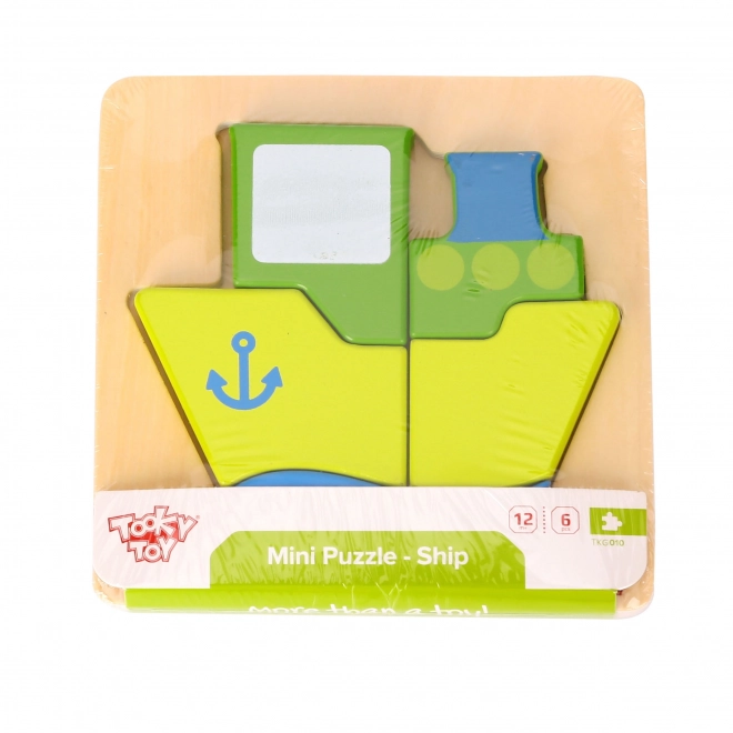 Dřevěné mini puzzle loďka od Tooky Toy