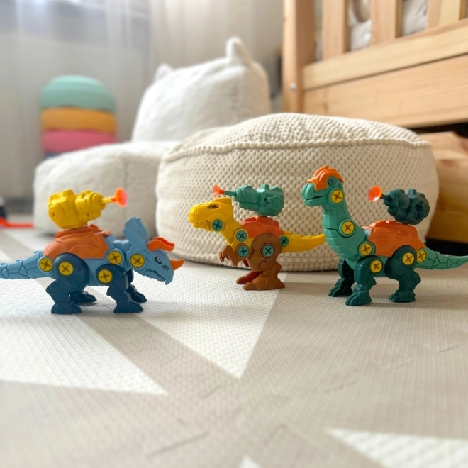 Woopie sada dinosauři ke šroubování 3 ks stavební sada s kufříkem a vrtačka s šroubovákem
