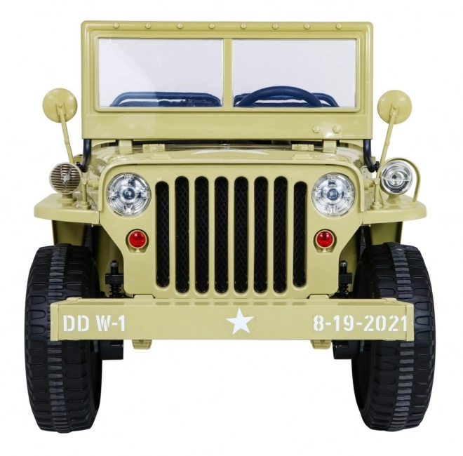 Retro vojenské auto pro děti s 4x4 pohonem, místem pro 3 a EVA kola