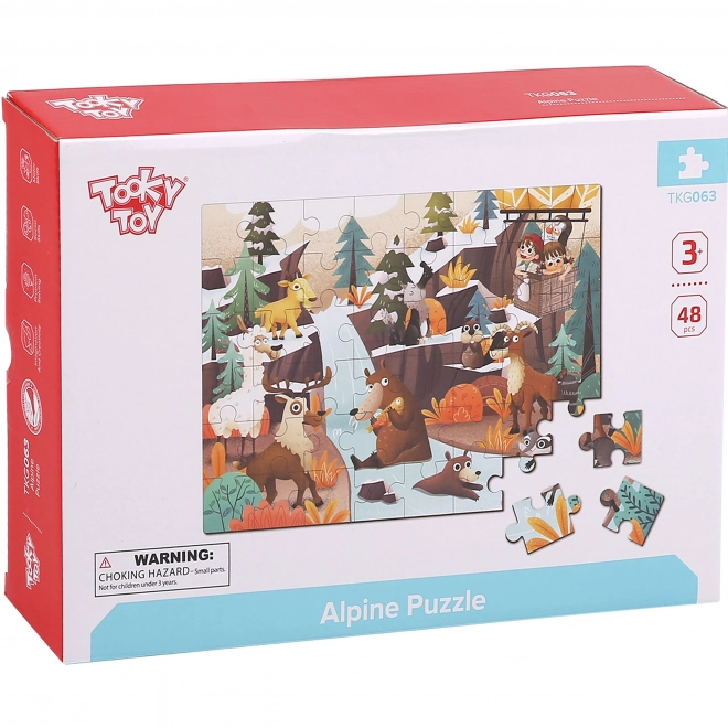 Tooky Toy puzzle alpská zvířata a krajina s vakem