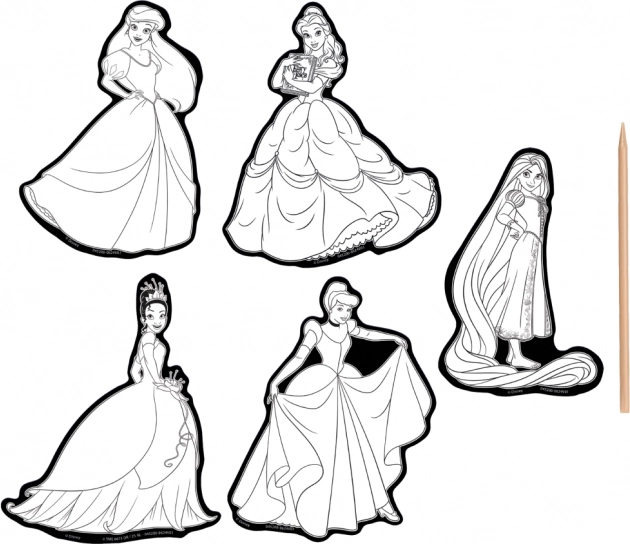 Vyškrabávací samolepky Disney Princezny 5 ks