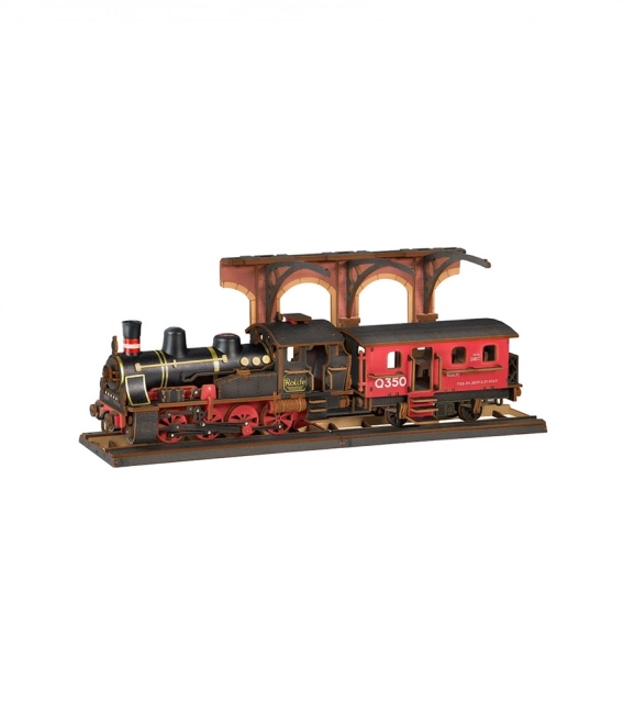 3D Dřevěná Skládačka Vintage Parní Lokomotiva