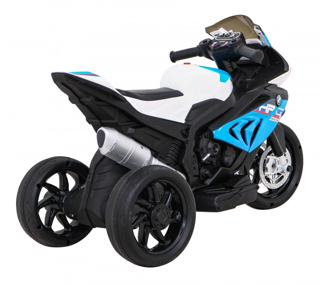 BMW HP4 Dětská motorka na baterie Modrá + 3 kola + LED + MP3 USB + Eko kůže