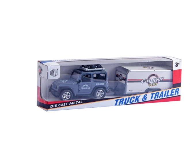 Auto džíp s přívěsem