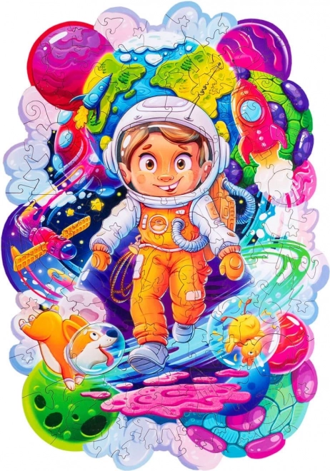 DŘEVĚNÉ BAREVNÉ PUZZLE - Vesmírný dobrodruh