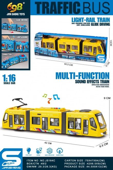 Žlutá tramvaj pro vnitřní použití