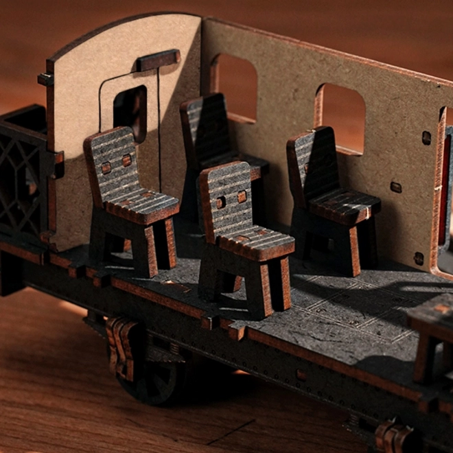 3D Dřevěná Skládačka Vintage Parní Lokomotiva