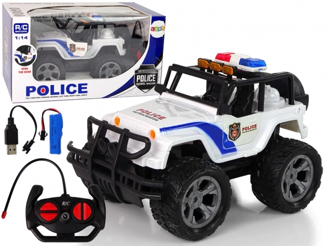 Auto R/C Policejní džíp 1:14 na dálkové ovládání Světelné efekty