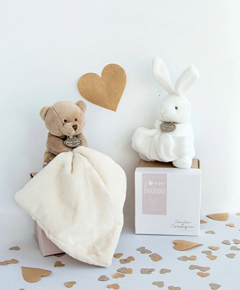 Doudou dárková sada - králíček s muchláčkem 10 cm