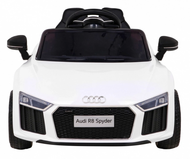 Audi R8 na baterie pro děti Bílá + Dálkové ovládání + EVA + Pomalý start + MP3 LED
