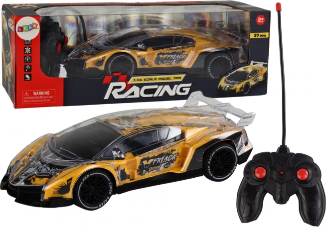 rc sportovní auto 1:16 se světly – žluté
