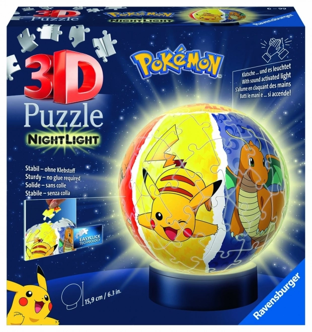 Puzzle 72 dílků 3D Pokémon svítící koule