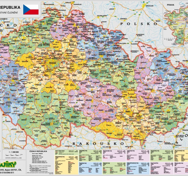 Oboustranná mapa České republiky A3