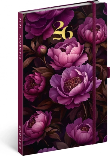 Diář a zápisník NOTIQUE Planbook Fialové květy 2026