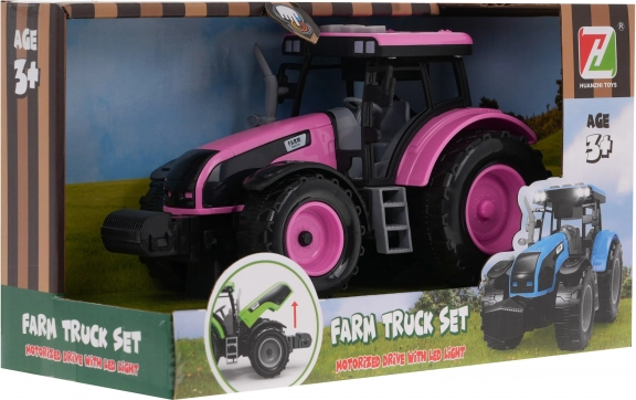 Interaktivní růžový traktor pro děti 3+ se zvuky a LED světly