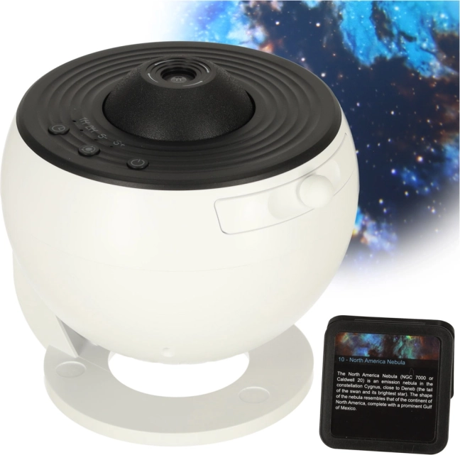 Projektor noční oblohy LED planetárium s USB, 12 disky a časovačem 360°