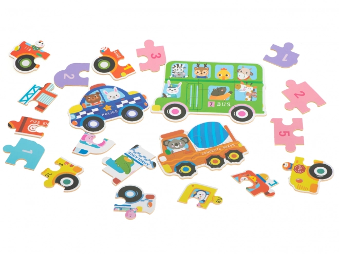 Puzzle v plechové krabičce - autíčka