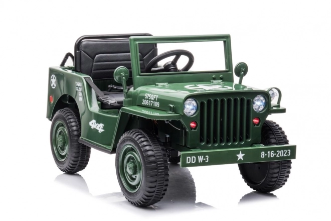 Auto na akumulátor vojenská zelená 4x4